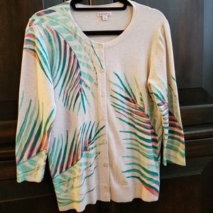 Cardigan, 3/4" sleeves, oatmeal sweater